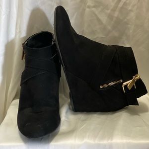 Black wedge booties
